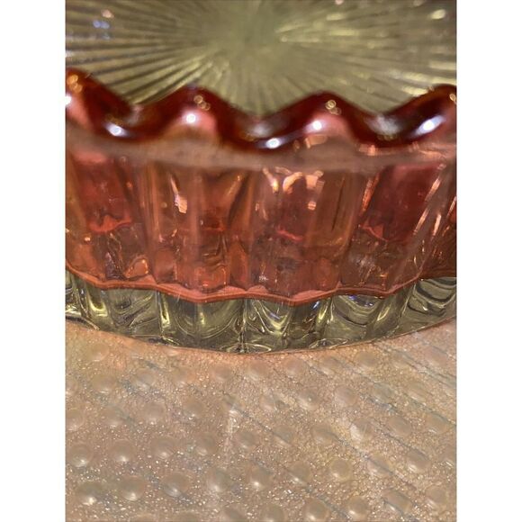 Pink Raspberry Glass  Round Candy Dish/Bowl Scalloped Edge 5.5” - Picture 7 of 8